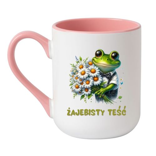 KUBEK "ŻAJEBISTY TEŚĆ" Wzór - Elegant Coffee Różowy 330 ml na Arena.pl