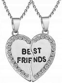 naszyjnik best friends srebrny damski serce 2w1  P37_Srebrny