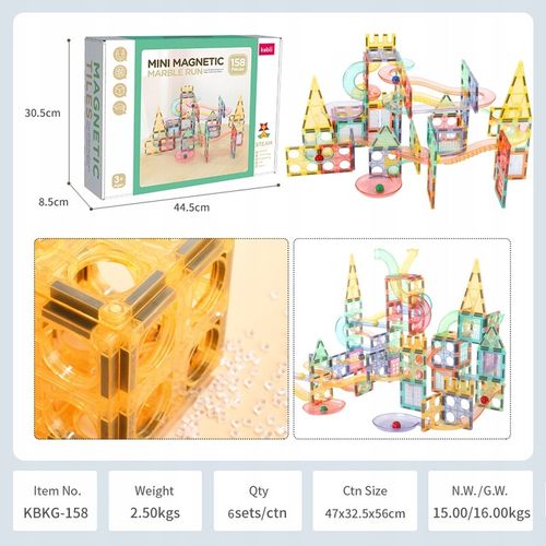 Klocki magnetyczne dla dzieci duże edukacyjne zestaw tor konstrukcyjny 158e na Arena.pl