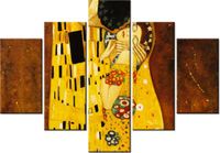 70 100CM OBRAZ 5 ELEM POCAŁUNEK WG GUSTAV KLIMT DRUK PŁÓTNO