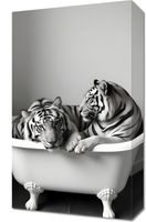 Obraz 30x50cm Vintage Artystyczny | Tygrysy | Portret Zwierząt Pop Art