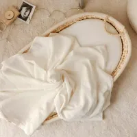 Otulacz Muślinowy | Kocyk 120x120 cm  Kremowy A'la Len