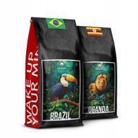 KAWA ZIARNISTA 2x1KG BRAZIL+UGANDA 100%ARABICA - Świeżo Palona - BLUE ORCA