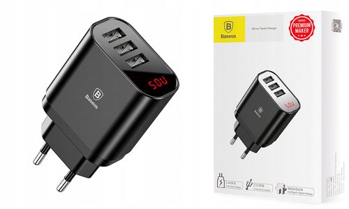 BASEUS ŁADOWARKA SIECIOWA LED 3x USB KABEL MICRO na Arena.pl
