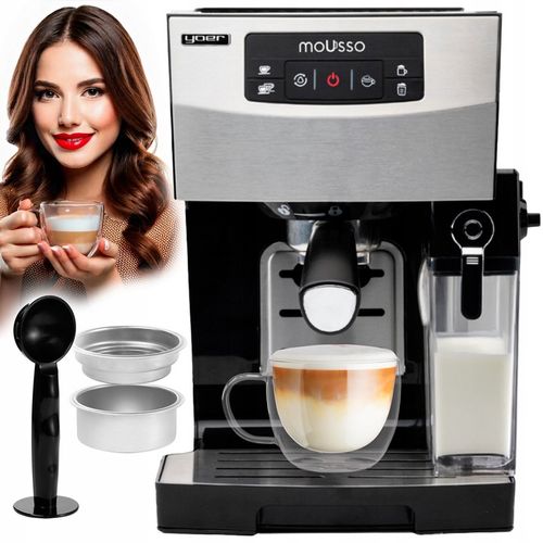 Ekspres do kawy Ciśnieniowy Automatyczny Yoer INOX 20bar + Spieniacz Mleka na Arena.pl