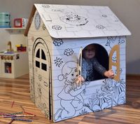 DOMEK DLA DZIECI DUŻY DO MALOWANIA KOLOROWANKA KARTONOWY XXL Z TEKTURY