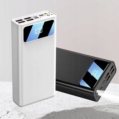 DUŻY POWERBANK 30000MAH 4 x USB USB-C Lightning Latarka Wyświetlacz na Arena.pl