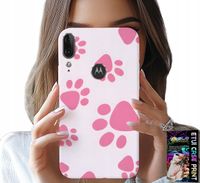 ETUI DO MOTOROLA MOTO E6 PLUS - RÓŻOWE PSIE ŁAPKI, PLECKI, OBUDOWA CASE