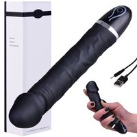 Potężny Wibrator Silikonowy, Masturbator Dla Pań - CZARNY