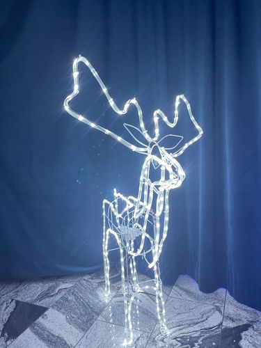 Ozdoba świąteczne RENIFER ŚWIECĄCY Z RUCHOMĄ GŁOWĄ BIAŁY Zimny ZEWNĘTRZNY na Arena.pl