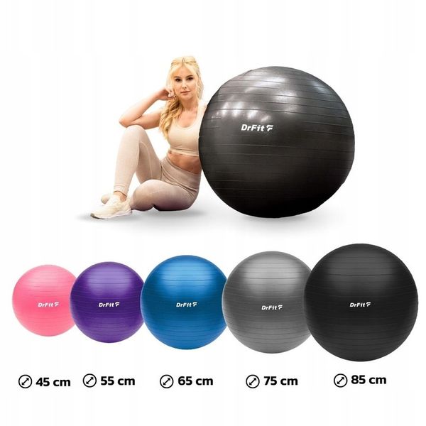 Piłka Gimnastyczna do Ćwiczeń 85 cm Fitness Joga Rehabilitacja DrFit zdjęcie 11