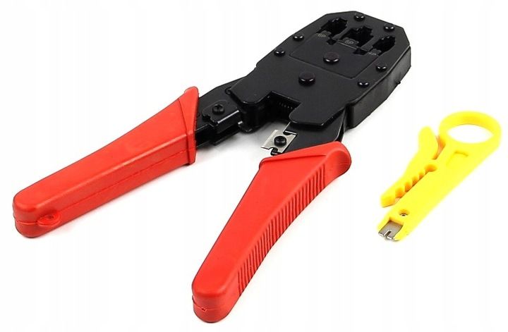 Zaciskarka Wtyków Skrętki Kabli RJ45 + Złącza 25x Wtyk RJ-45 do Zaciskania zdjęcie 6