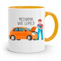Kubek Żółty Dla Mechanika Mechanik Wie Lepiej! Z Nadrukiem Ze Zdjęciem