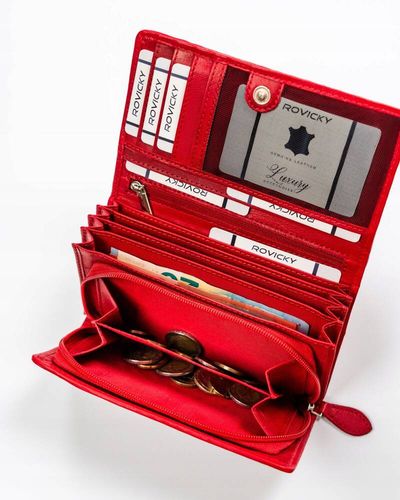 duży portfel damski ze skóry naturalnej - rovicky na Arena.pl