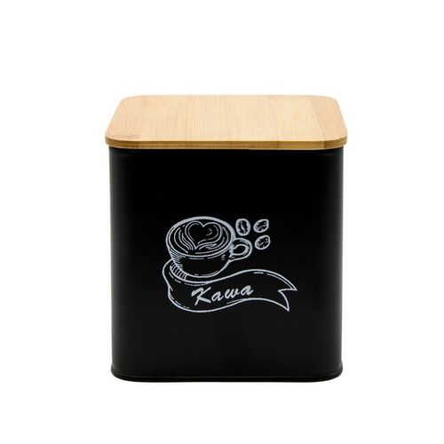 POJEMNIKI KOMPLET KAWA HERBATA CUKIER SÓL CZARNY METALOWY BAMBUS ZESTAW na Arena.pl