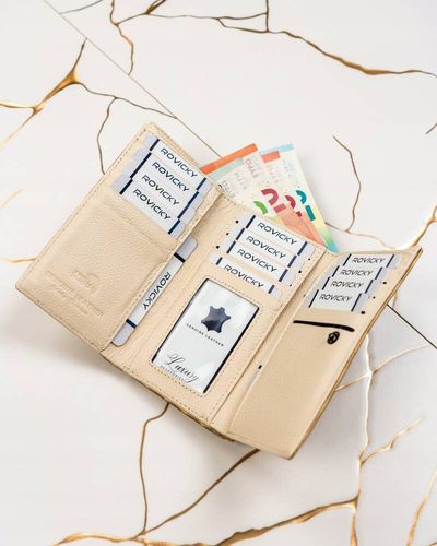 skórzany portfel damski na bigiel i zatrzask ze wzorem fal - lorenti na Arena.pl