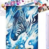 Malowanie Po Numerach Zebra Biało-Granatowa 50X40 Cm Na Ramie Kreatywne