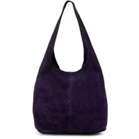 Włoska Torebka worek Skórzana zamsz Naturalny musztarda U35