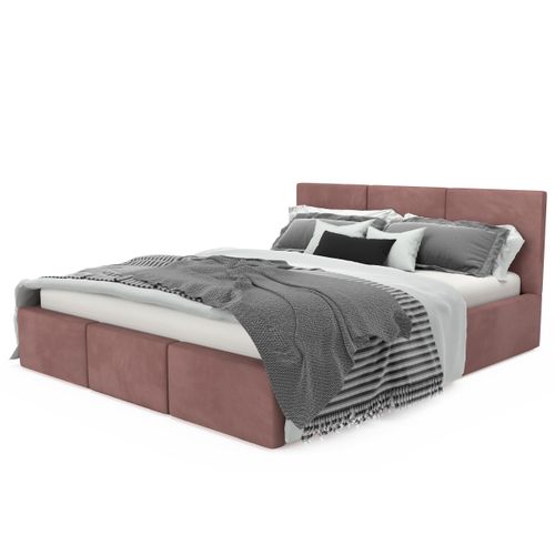 ŁÓŻKO TAPICEROWANE 140x200 ŁÓŻKO PODWÓJNE Z POJEMNIKIEM BRUDNY RÓŻ na Arena.pl