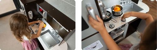 KUCHNIA DREWNIANA DLA DZIECI RETRO KUCHENKA DUŻA ŚWIATŁO LED + TABLICA na Arena.pl