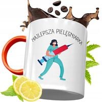 Kubek Pomarańczowy Dla Pielęgniarki Na Prezent Z Nadrukiem Ze Zdjęciem