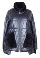 Ciepła Kurtka skórzana puchowa damska z futerkiem z królika Bukowski Rozmiar odzieży xxxl