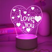 Różowa lampka nocna 3D dla zakochanych dekoracja sypialni