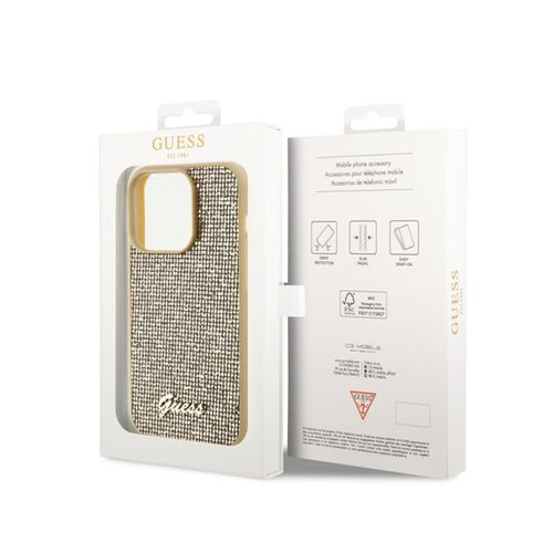 Guess Disco Metal Script - Etui iPhone 15 Pro (złoty) na Arena.pl
