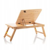 bambusowy stolik pod laptopa składany regulowany drewniany innovagoods