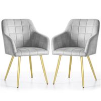 2x Krzesło welurowe tapicerowane do salonu LUXANO Szare Złote nogi