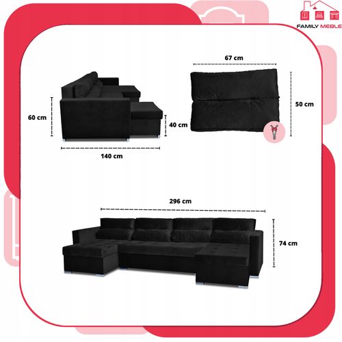 Narożnik Varius BIG rozkładany f spania pojemniki Family meble grafitowy na Arena.pl