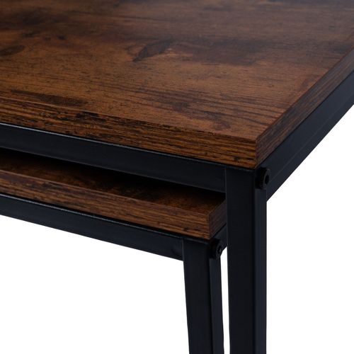 Stoliki kawowe kwadratowe zestaw 2w1 loft industrial ława, dąb antyczny na Arena.pl