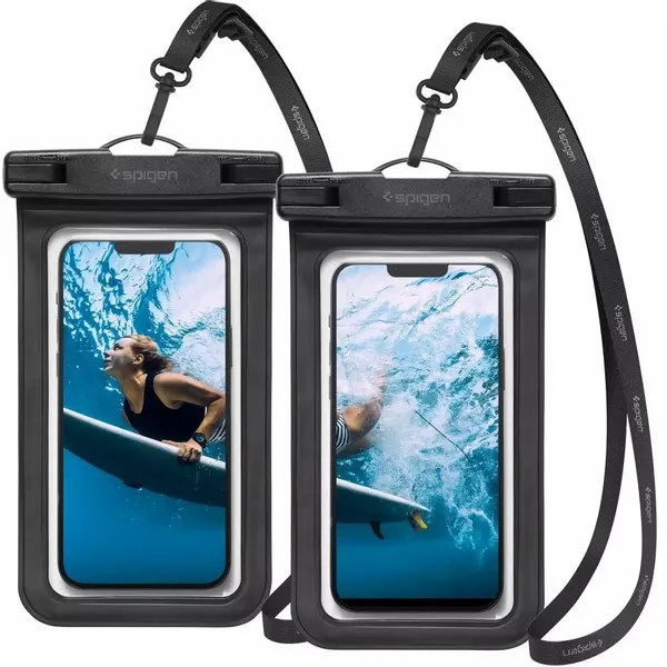 Spigen a601 universal waterproof case 2-pack black zdjęcie 1