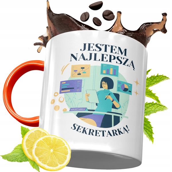 Kubek Pomarańczowy Dla Sekretarki Prezent Z Nadrukiem Ze Zdjęciem zdjęcie 1