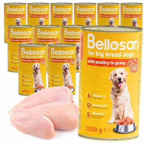 MOKRA KARMA PUSZKA Z KURCZAKIEM W SOSIE DLA PSA DUŻYCH RAS 12x1250G na Arena.pl