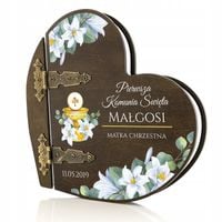 Drewniany album na zdjęcia KOMUNIA prezent