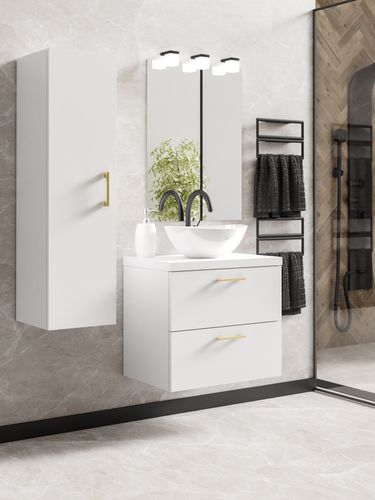 ZESTAW MEBLI ŁAZIENKOWYCH LUNA 50 szafka umywalka słupek w. (GOLD) + EB na Arena.pl