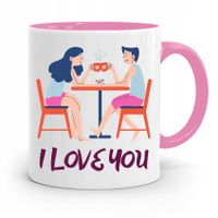 Kubek Różowy Dla Dziewczyny I Love You Z Nadrukiem Ze Zdjęciem