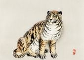 Plakat 55x40cm Tiger,  Kōno Bairei  Japoński Vintage do Salonu