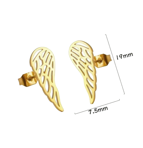 Kolczyki stal chirurgiczna pozłacane skrzydła na Arena.pl