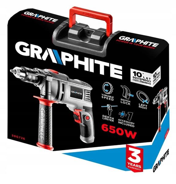 GRAPHITE WIERTARKA UDAROWA 650W 58G726 WALIZKA zdjęcie 3