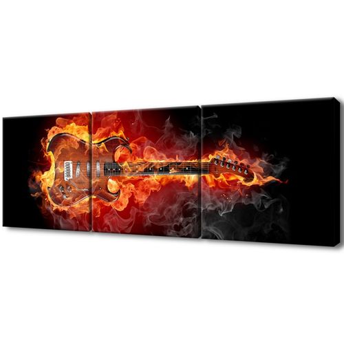 Obraz Tryptyk 90X30 Płonąca Gitara Płonąca Gitara na Arena.pl