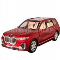 METALOWY MODEL SAMOCHODU BMW X7 CZERWONY 1:24 LED DŹWIĘK NAPĘD