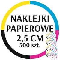NAKLEJKI PAPIEROWE 2,5 CM w rolce 500 szt. FULL KOLOR