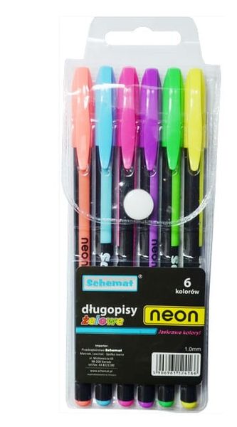 długopisy żelowe 6szt. neon zdjęcie 1