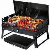 GRILL TURYSTYCZNY PRZENOŚNY W WALIZCE 42 x 22 CM + PRZYBORY DO GRILLOWANIA