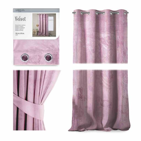CURT/AH/VELVET/EYELETS/PINK/140X270/1PC zdjęcie 1