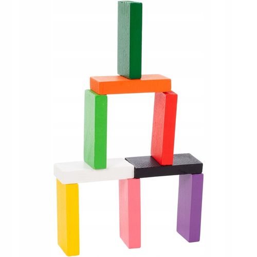 KLOCKI DOMINO KOLOROWE DREWNIANE EDUKACYJNE GRA ZRĘCZNOŚCIOWA 200 ELEMENTÓW na Arena.pl