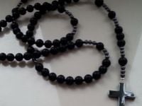 MĘSKI NASZYJNIK RÓŻANIEC ONYKS HEMATYT HIT Nowość