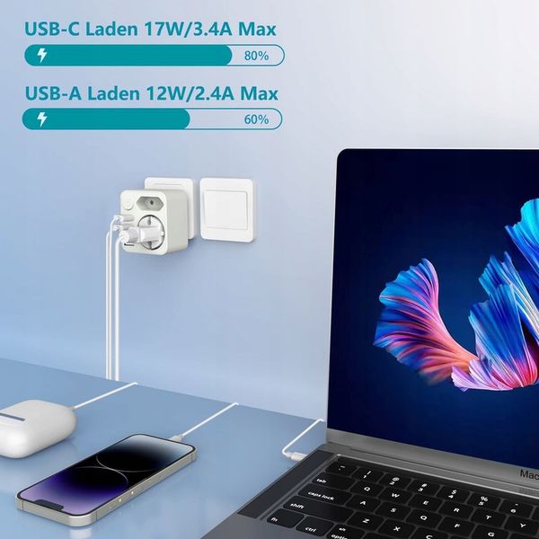 ŁADOWARKA TYP G Adapter podróżny 3USB+1USB-C, UK WTYCZKA zdjęcie 11